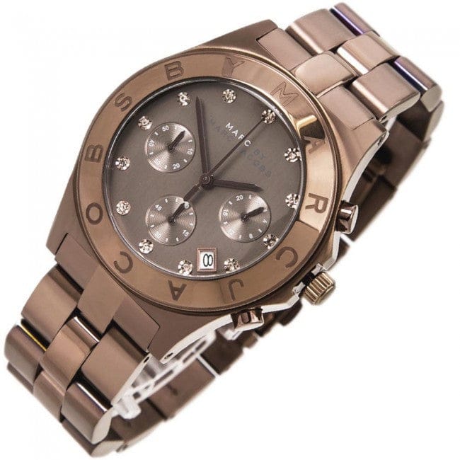 Marc Jacobs Blade Chronograph Brown Dial Brown Steel Strap Watch for Women - MBM3121