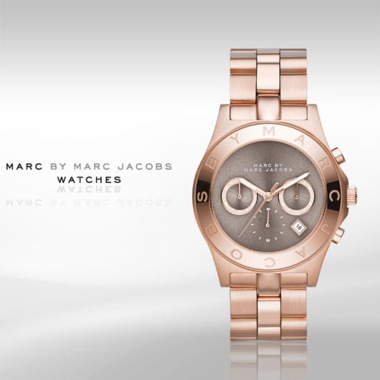 Marc Jacobs Blade Chronograph Brown Dial Rose Gold Steel Strap Watch for Women - MBM3308