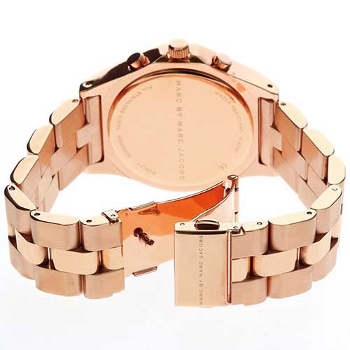 Marc Jacobs Blade Chronograph Brown Dial Rose Gold Steel Strap Watch for Women - MBM3308