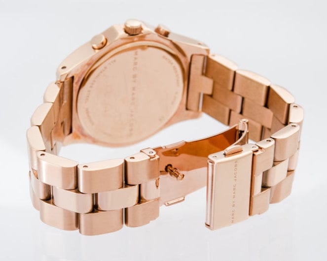 Marc Jacobs Blade Chronograph Brown Dial Rose Gold Steel Strap Watch for Women - MBM3308