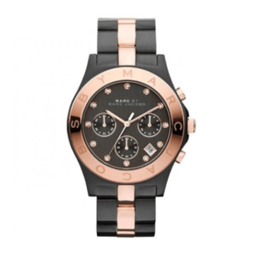 Marc Jacobs Blade Chronograph Grey Dial Two Tone Steel Strap Watch for Women - MBM3180