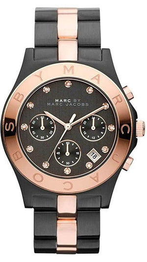 Marc Jacobs Blade Chronograph Grey Dial Two Tone Steel Strap Watch for Women - MBM3180