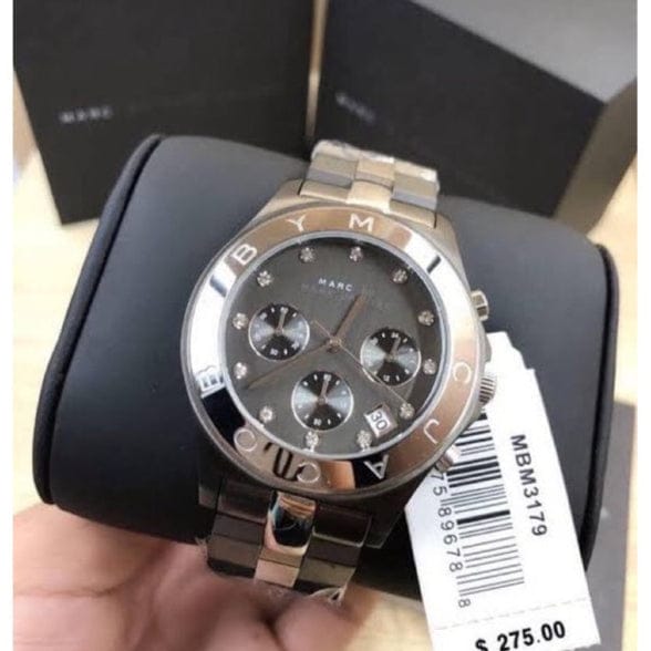 Marc Jacobs Blade Chronograph Grey Dial Two Tone Steel Strap Watch for Women - MBM8583