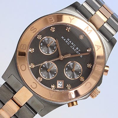 Marc Jacobs Blade Chronograph Grey Dial Two Tone Steel Strap Watch for Women - MBM8583