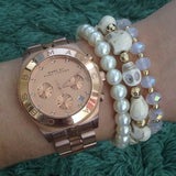 Marc Jacobs Blade Chronograph Rose Gold Dial Rose Gold Steel Strap Watch for Women - MBM3102