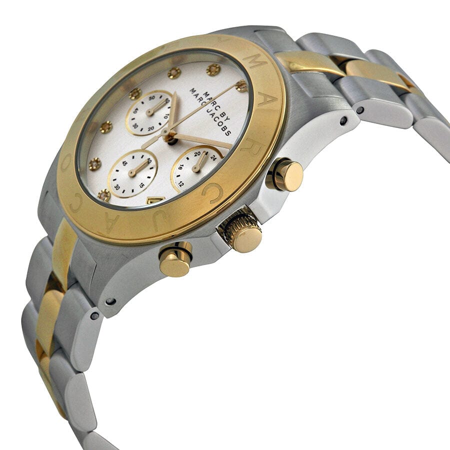 Marc Jacobs Blade Chronograph Silver Dial Two Tone Steel Strap Watch for Women - MBM3177