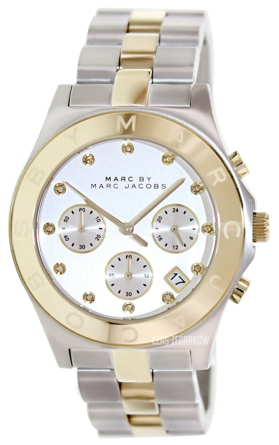 Marc Jacobs Blade Chronograph Silver Dial Two Tone Steel Strap Watch for Women - MBM3177