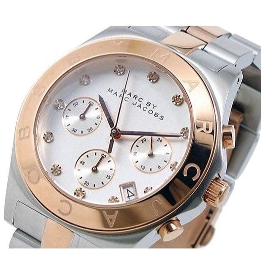 Marc Jacobs Blade Chronograph Silver Dial Two Tone Steel Strap Watch for Women - MBM3178