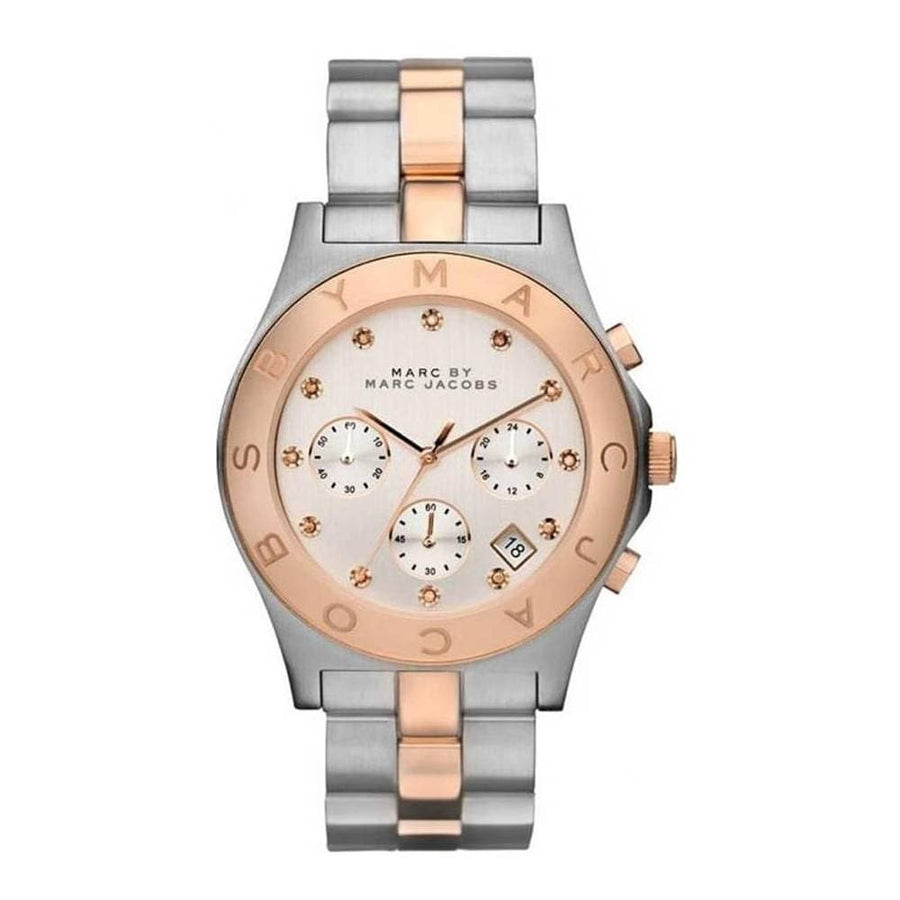 Marc Jacobs Blade Chronograph Silver Dial Two Tone Steel Strap Watch for Women - MBM3178