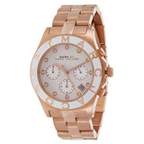 Marc Jacobs Blade Chronograph White Dial Rose Gold Steel Strap Watch for Women - MBM3082