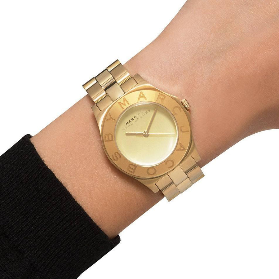 Marc Jacobs Blade Gold Dial Gold Steel Strap Watch for Women - MBM3126