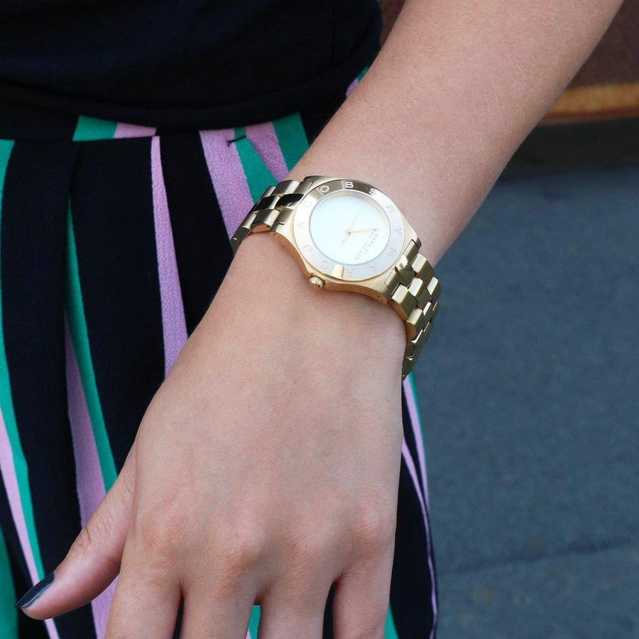 Marc Jacobs Blade Gold Dial Gold Steel Strap Watch for Women - MBM3126