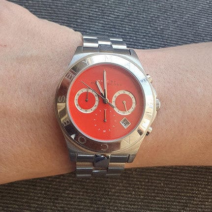 Marc Jacobs Blade Orange Dial Silver Steel Strap Watch for Women - MBM3306