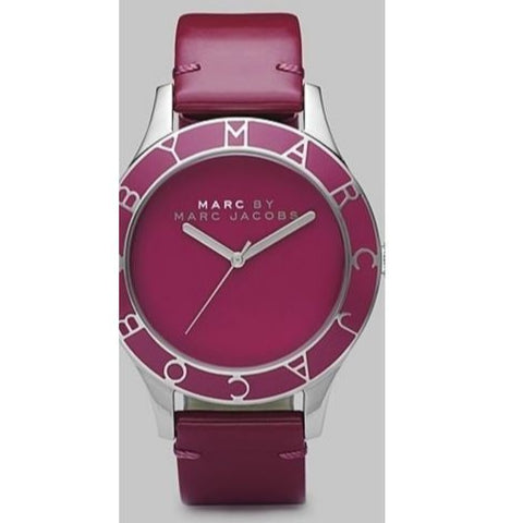 Marc Jacobs Blade Red Dial Red Leather Strap Watch for Women - MBM1157