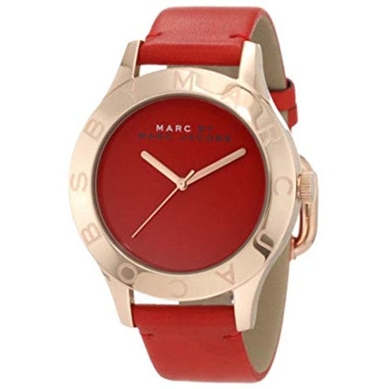 Marc Jacobs Blade Red Dial Red Leather Strap Watch for Women - MBM1204