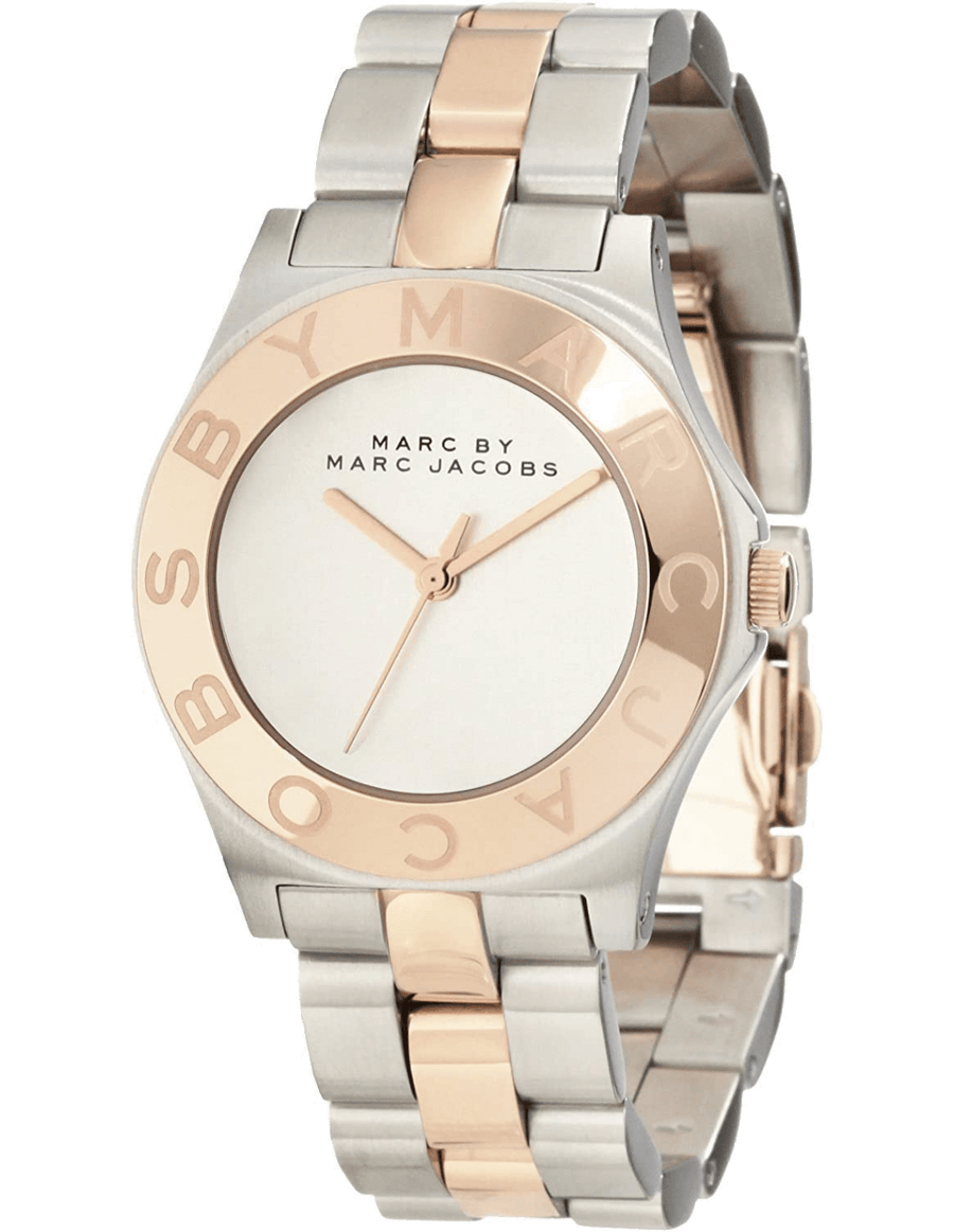Marc Jacobs Blade Silver Dial Two Tone Steel Strap Watch for Women - MBM3129