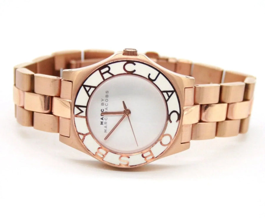 Marc Jacobs Blade White Dial Gold Steel Strap Watch for Women - MBM3075