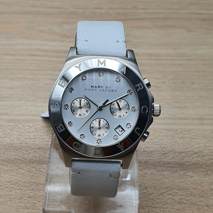 Marc Jacobs Blade White Dial White Leather Strap Watch for Women - MBM1187