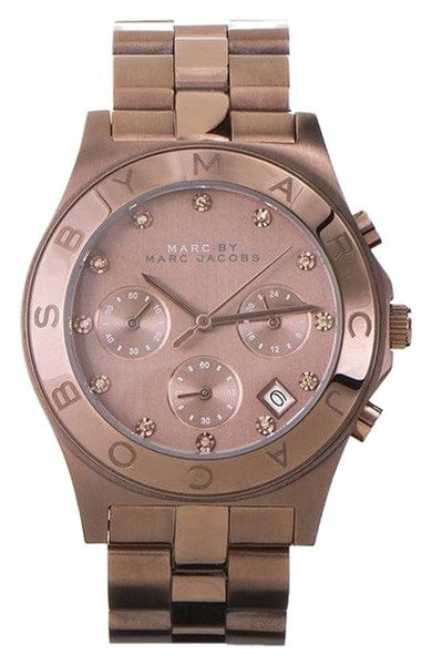 Marc Jacobs Blade Chronograph Brown Dial Brown Steel Strap Watch for Women - MBM3121