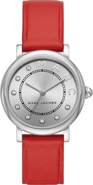 Marc Jacobs Roxy Silver Dial Red Leather Strap Watch for Women - MJ1632