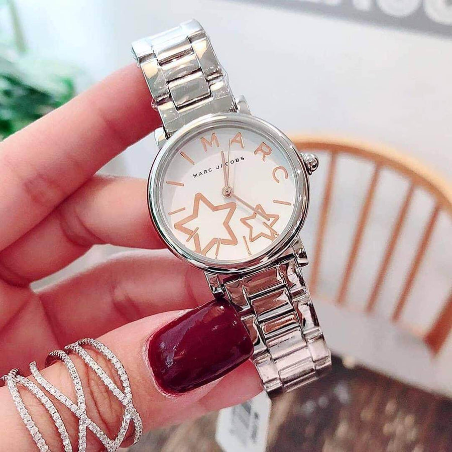 Marc Jacobs Classic White Dial Silver Steel Strap Watch for Women - MJ3591