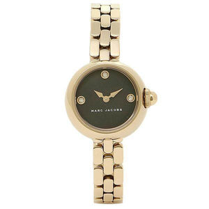 Marc Jacobs Courtney Mother of Pearl Black Dial Gold Steel Strap Watch for Women - MJ3460
