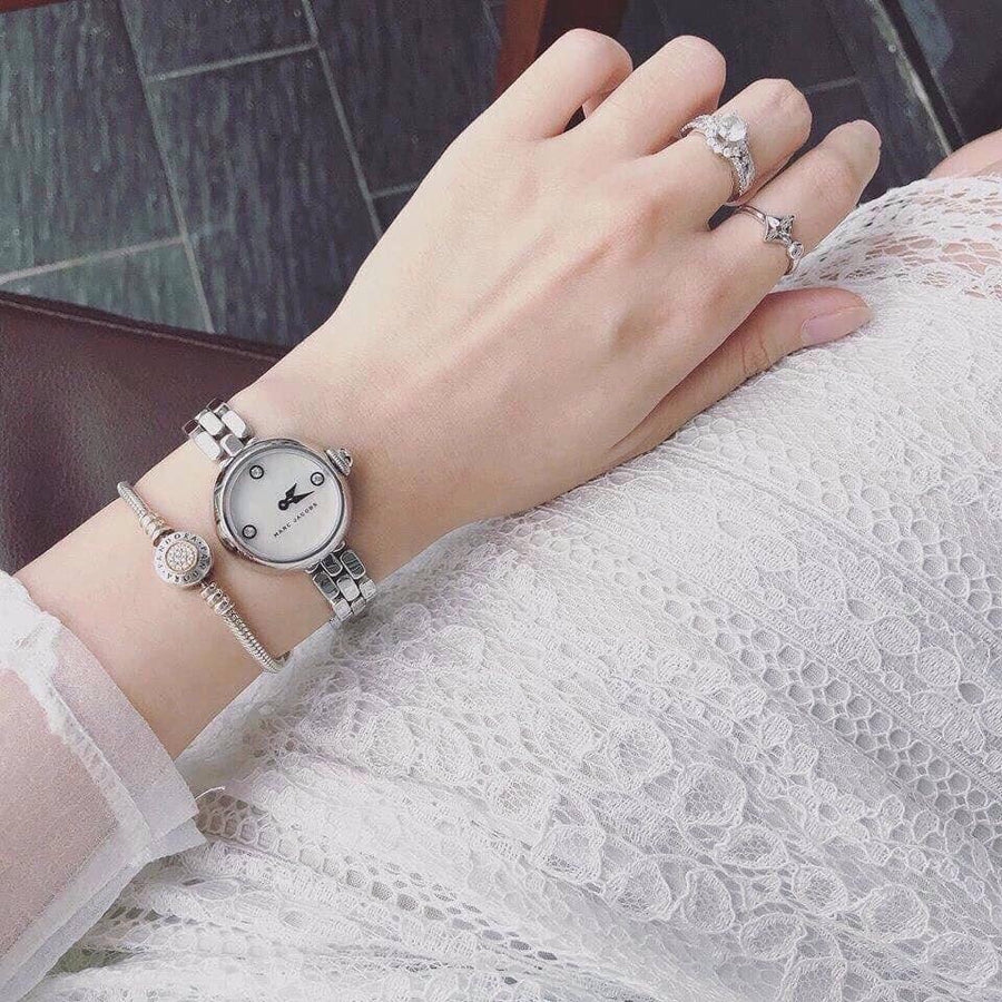Marc Jacobs Courtney Mother of Pearl White Dial Silver Steel Strap Watch for Women - MJ3459