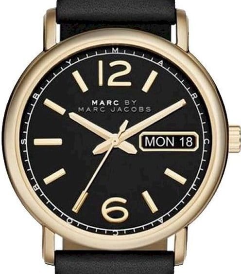 Marc Jacobs Fergus Black Dial Black Leather Strap Watch for Women - MBM8651