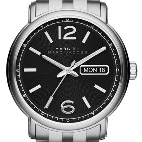 Marc Jacobs Fergus Black Dial Silver Steel Strap Watch for Men - MBM5075
