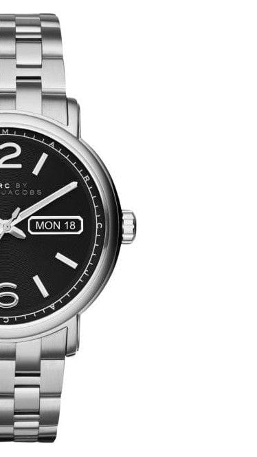 Marc Jacobs Fergus Black Dial Silver Steel Strap Watch for Men - MBM5075