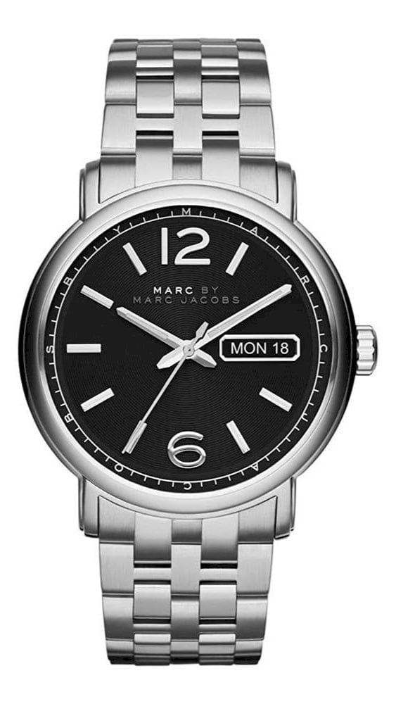 Marc Jacobs Fergus Black Dial Silver Steel Strap Watch for Men - MBM5075