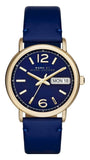 Marc Jacobs Fergus Blue Dial Blue Leather Strap Watch for Women - MBM8650