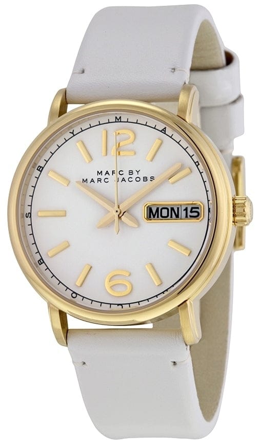 Marc Jacobs Fergus Grey Dial Grey Leather Strap Watch for Women - MBM8654