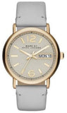Marc Jacobs Fergus Grey Dial Grey Leather Strap Watch for Women - MBM8654