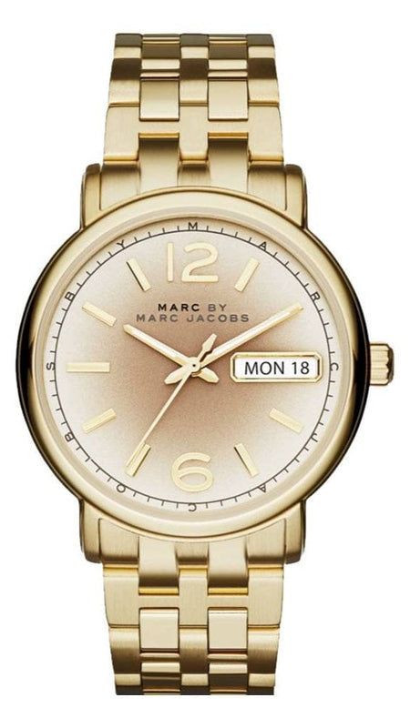 Marc Jacobs Fergus Gunmetal Grey Dial Gold Steel Strap Watch for Women - MBM3429