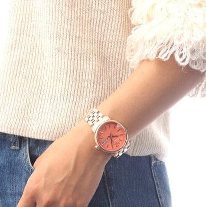 Marc Jacobs Fergus Orange Dial Rose Gold Steel Strap Watch for Women - MBM8648