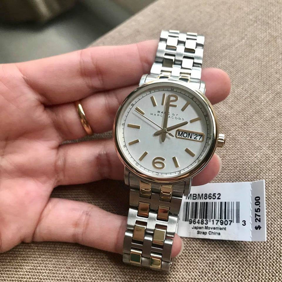 Marc Jacobs Fergus Silver Dial Two Tone Steel Strap Watch for Women - MBM8652