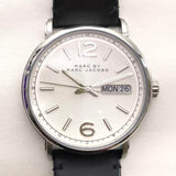 Marc Jacobs Fergus White Dial Black Leather Strap Watch for Men - MBM5076