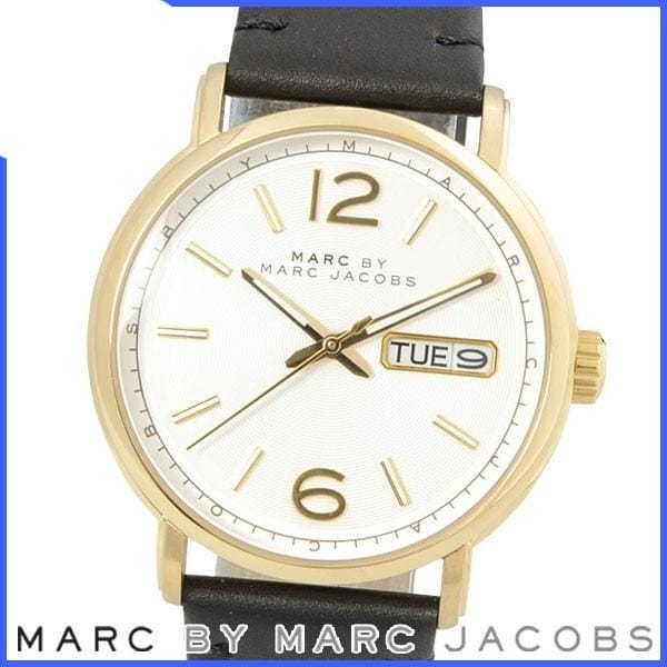 Marc Jacobs Fergus White Dial Black Leather Strap Watch for Men - MBM5081