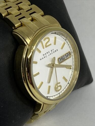 Marc Jacobs Fergus White Dial Gold Steel Strap Watch for Women - MBM8647
