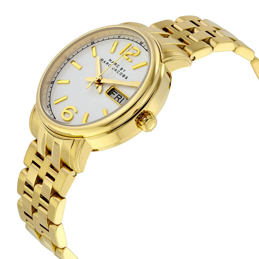 Marc Jacobs Fergus White Dial Gold Steel Strap Watch for Women - MBM8647