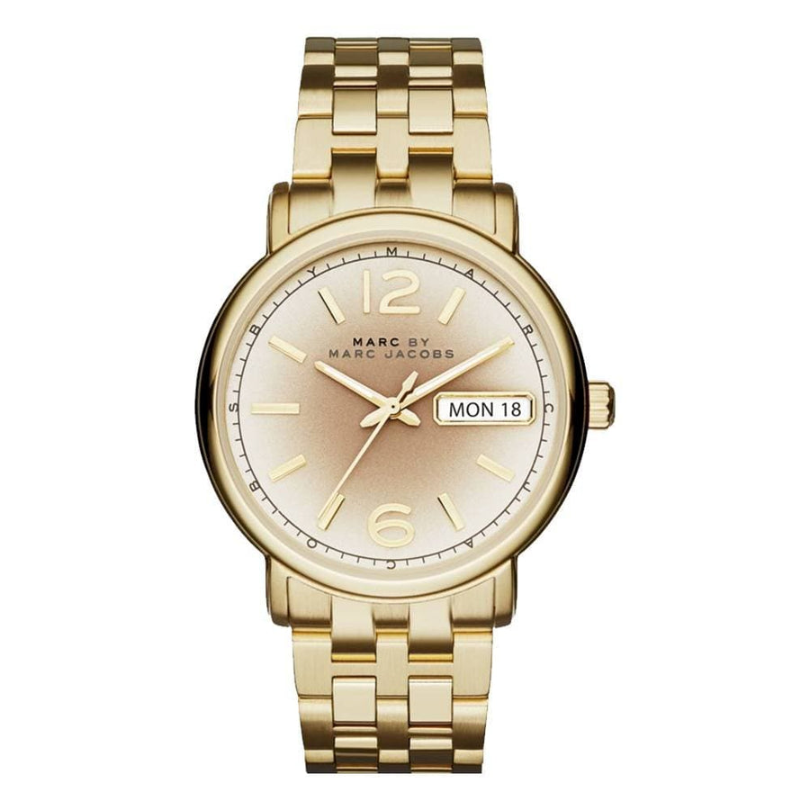 Marc Jacobs Fergus White Dial Gold Steel Strap Watch for Women - MBM8647