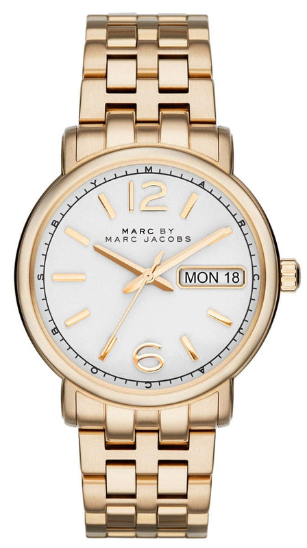 Marc Jacobs Fergus White Dial Gold Steel Strap Watch for Women - MBM8647