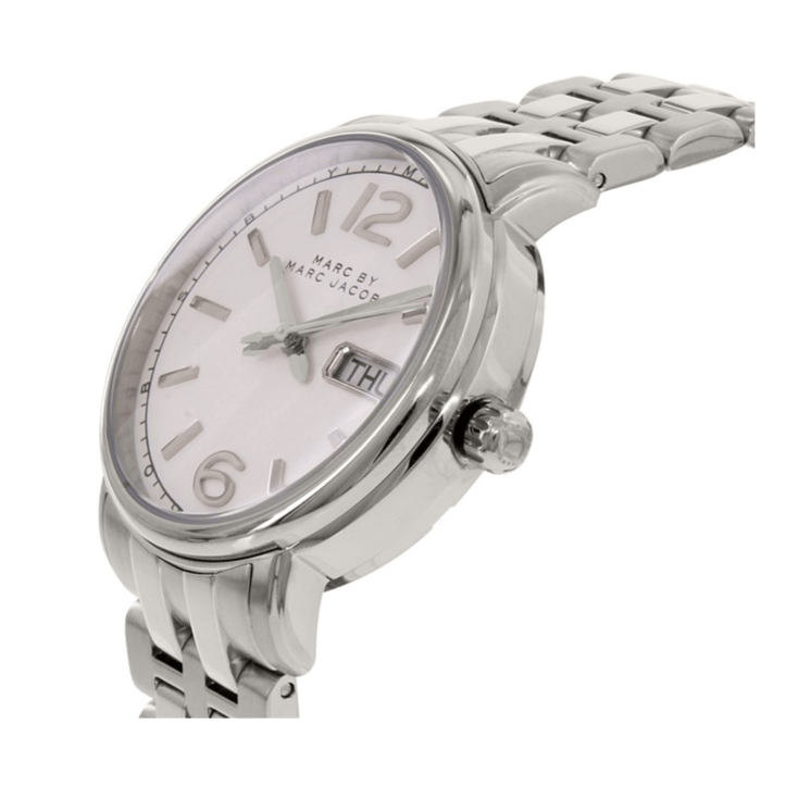 Marc Jacobs Fergus White Dial Silver Steel Strap Watch for Women - MBM8646