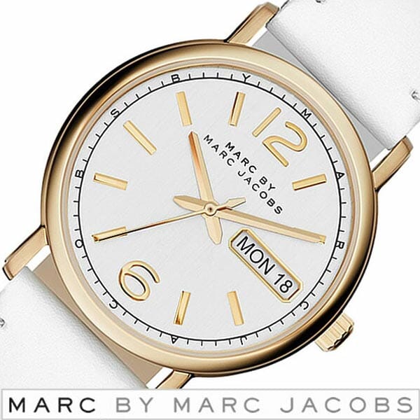 Marc Jacobs Fergus White Dial White Leather Strap Watch for Women - MBM8653