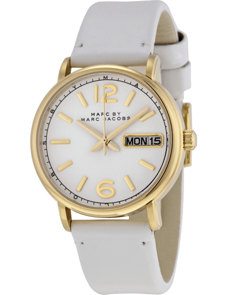 Marc Jacobs Fergus White Dial White Leather Strap Watch for Women - MBM8653