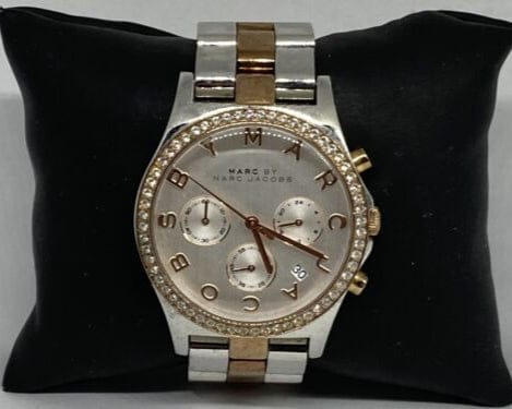 Marc Jacobs Henry Chronograph Silver Dial Two Tone Steel Strap Watch for Women - MBM3106