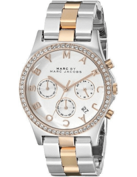 Marc Jacobs Henry Chronograph Silver Dial Two Tone Steel Strap Watch for Women - MBM3106