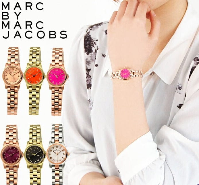 Marc Jacobs Henry Dinky Pink Dial Rose Gold Steel Strap Watch for Women - MBM3203