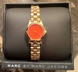 Marc Jacobs Henry Dinky Red Dial Gold Steel Strap Watch for Women - MBM3202